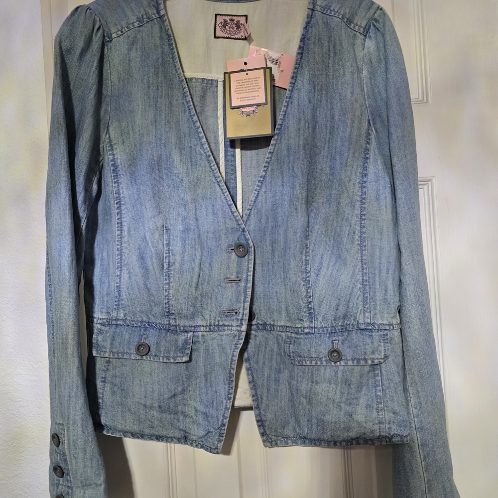 NWT VINTAGE 2012 Juicy Couture Denim Blue Jean Jacket